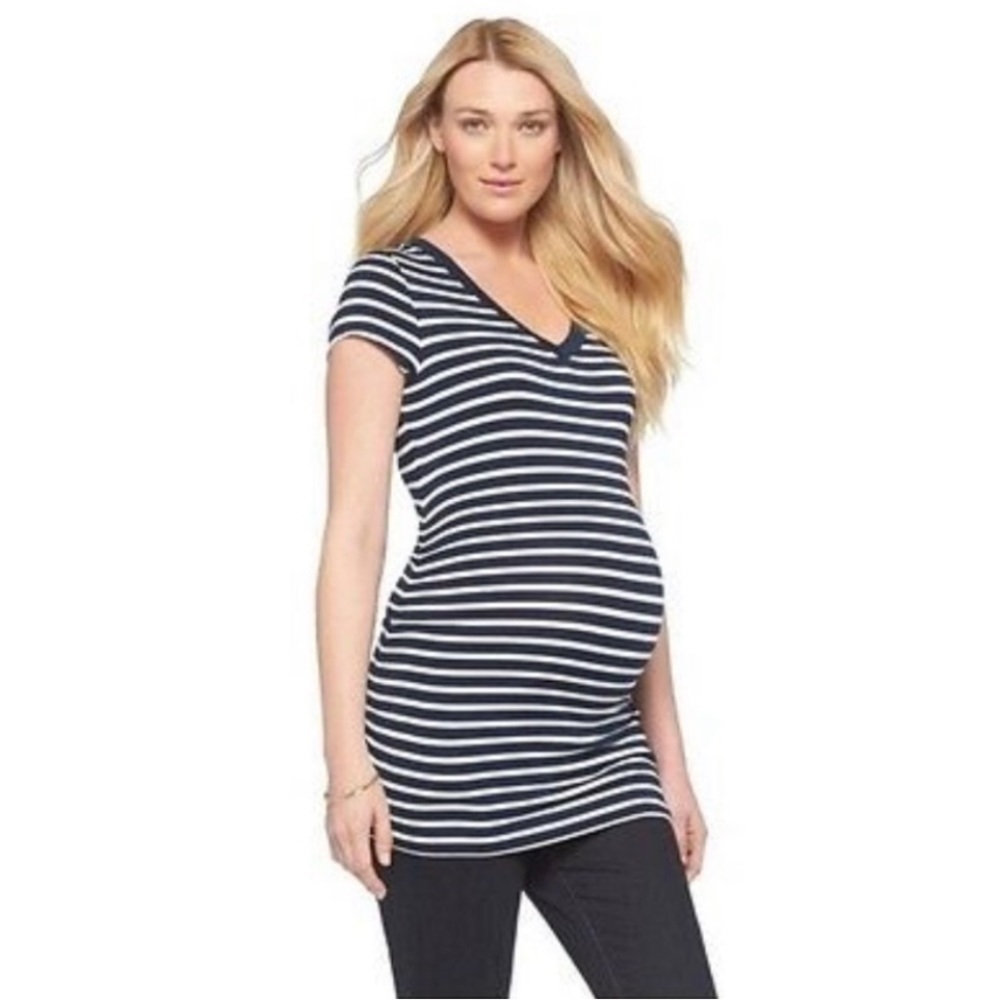 Liz Lange Maternity V Neck Nautical Striped Tunic XXL